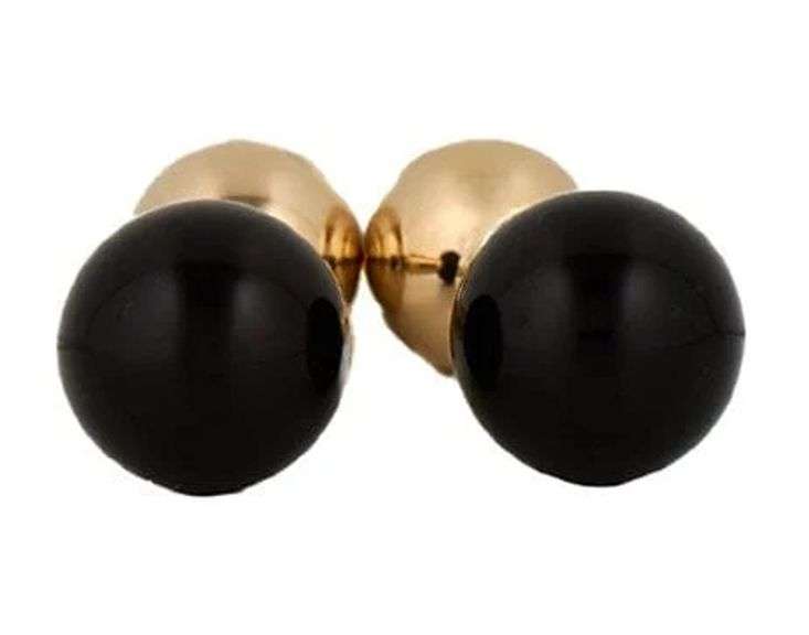 Vintage Tiffany & Co. Black Onyx Ball Cufflinks in 14K