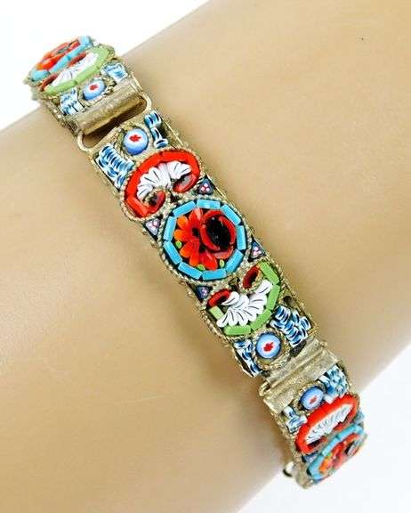 Vintage Italian Micro Mosaic Bracelet, 7.75 Inches