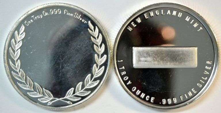 Ted Williams & Mickey Mantle pure .999 Fine 1 Troy Oz pure silver rounds