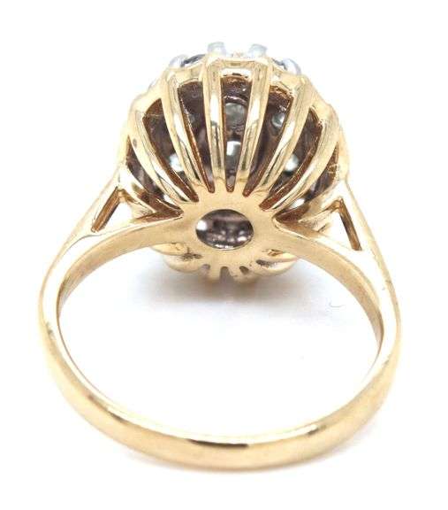 Vintage 14kt Yellow gold 2.25ctw diamond cluster ring