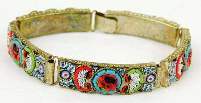 Vintage Italian Micro Mosaic Bracelet, 7.75 Inches