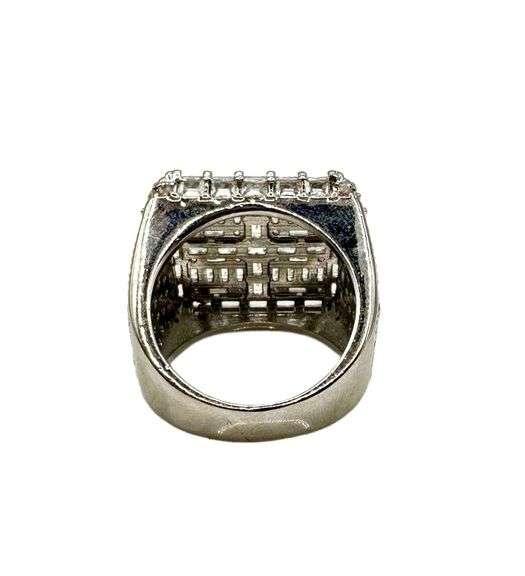 Mens 14 K White Gold Plate Dynamic 6.75 Cttw White VVs1 Lab Simulated Diamond Ring