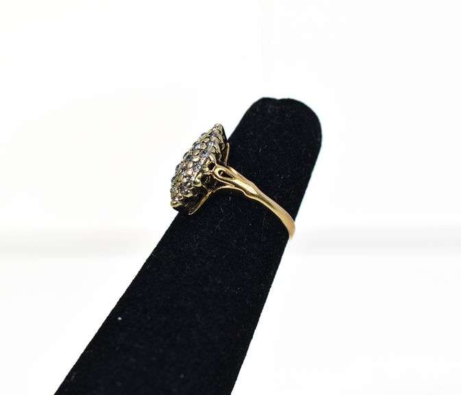 Sparkling 14K Yellow Gold Diamond Cluster Ring