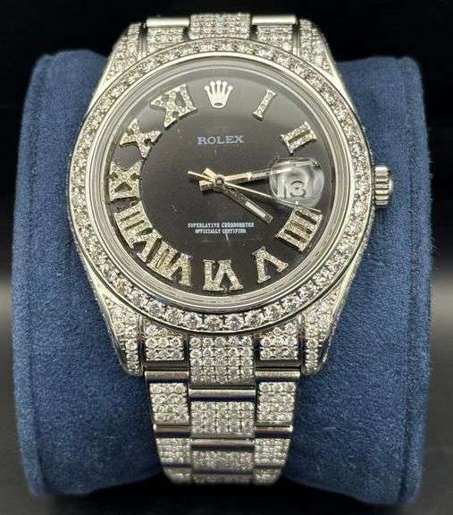 Rolex Datejust II 41mm Stainless Steel Ref: 116300 Custom Diamond Watch