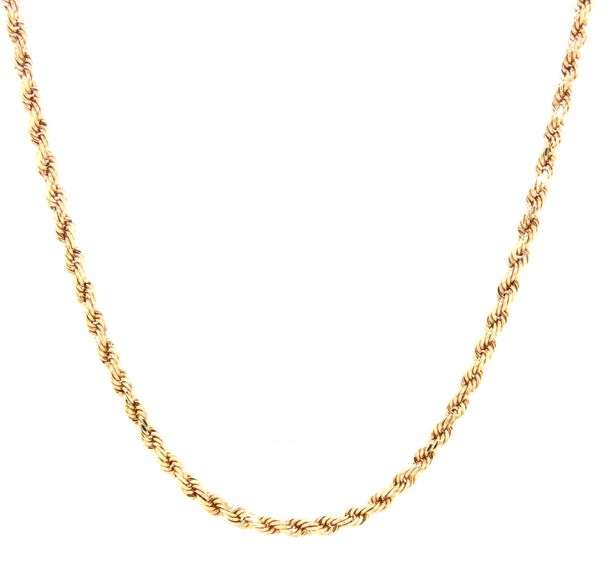 14kt Yellow gold rope chain necklace
