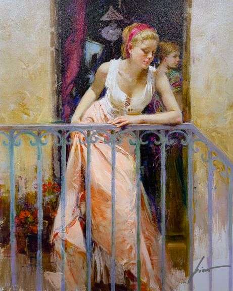 Exclusive Pino 'At The Balcony' Limited Edition Signed Giclee on Canvas