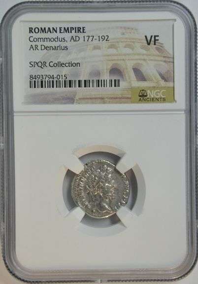 Scarce Commodus Roman Silver Denarius, 177-192 AD. NGC VF
