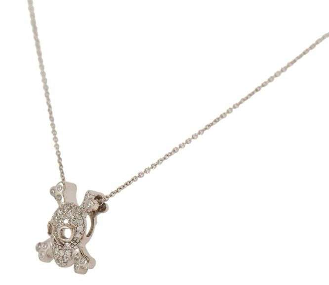Roberto Coin 0.20ctw Diamond Skull and Crossbones Pendant Necklace in 18K