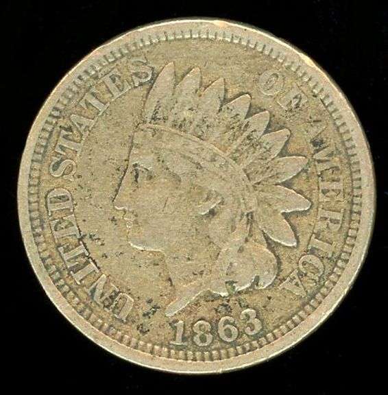 1863 Copper Nickel Indian Head Cent in XF40