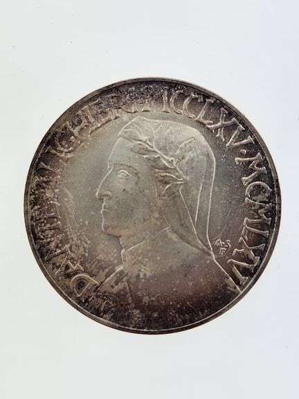1965 Italian Commemorative Medal - Dante Alighieri, Pure Silver