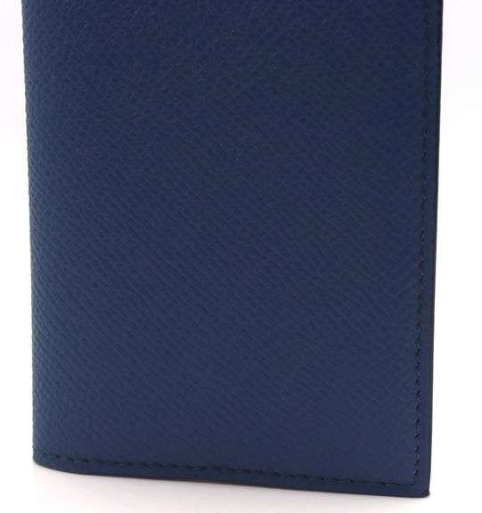 Hermes blue leather compact car holder wallet