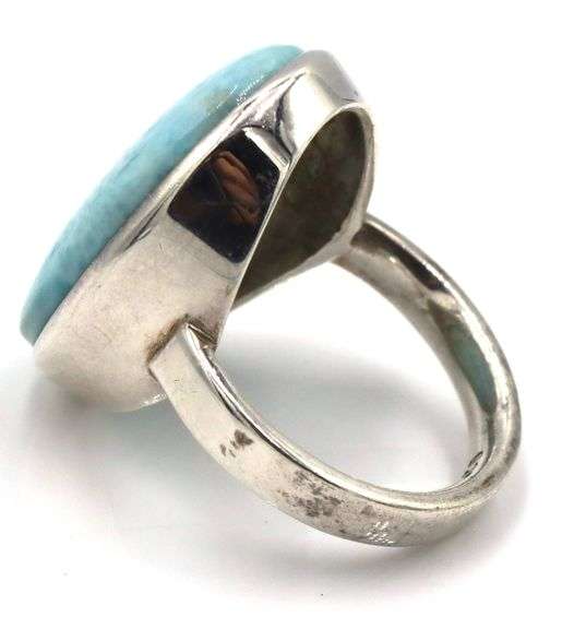 Set of oval turquoise dangle earrings and ring