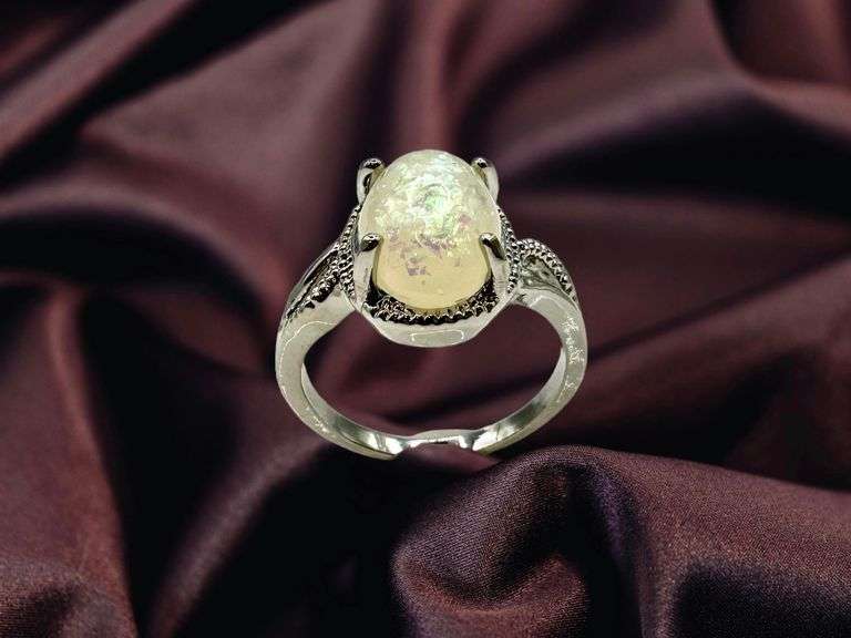Amazing 5.75 Ct Simulated Color Play Rainbow Opal Ring