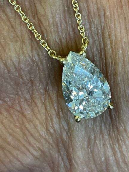 I.G.I CERTIFIED 4.00 CARATS LAB GROWN DIAMOND NECKLACE14K YELLOW GOLD