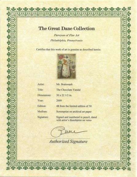 Highly Collectible Mr. Brainwash Signed Screenprint "The Chocolate Vandal"
