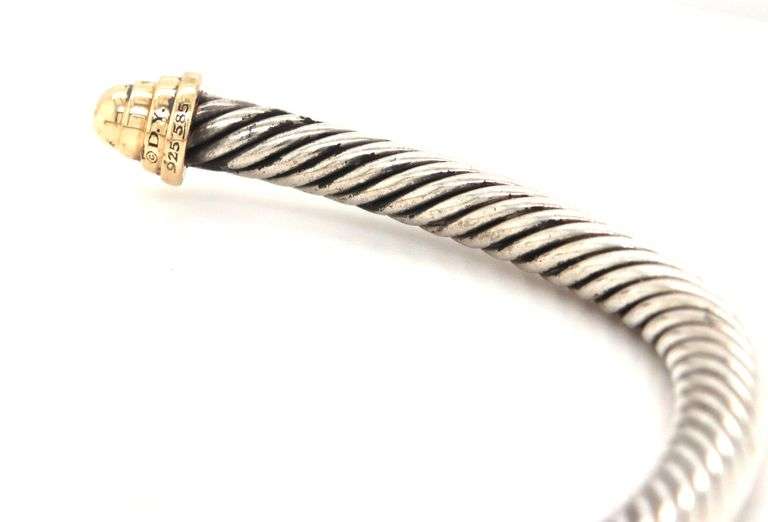 David Yurman 2 tone dome cuff bangle bracelet