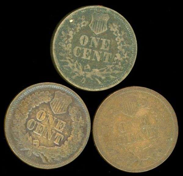 Run of 3 Early US Indian Head Cents: 1863-1865