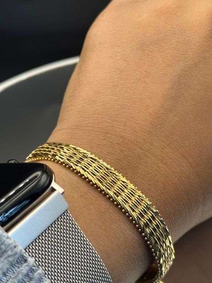 Vintage Italian-Style 14k Gold 6-Row Woven Articulated Bracelet (26.5g)