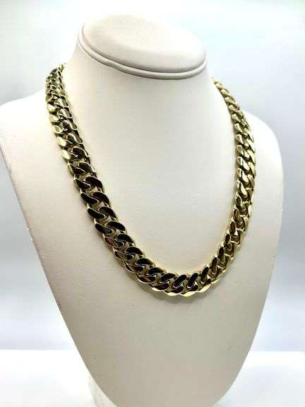 Huge 141.1 Gram 14 Kt Yellow Gold Plate Cuban Curb Link Chain Necklace