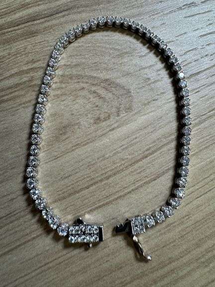Rhodium Plated 925 Sterling Silver Round Moissanite 2.25mm 7" Tennis Bracelet