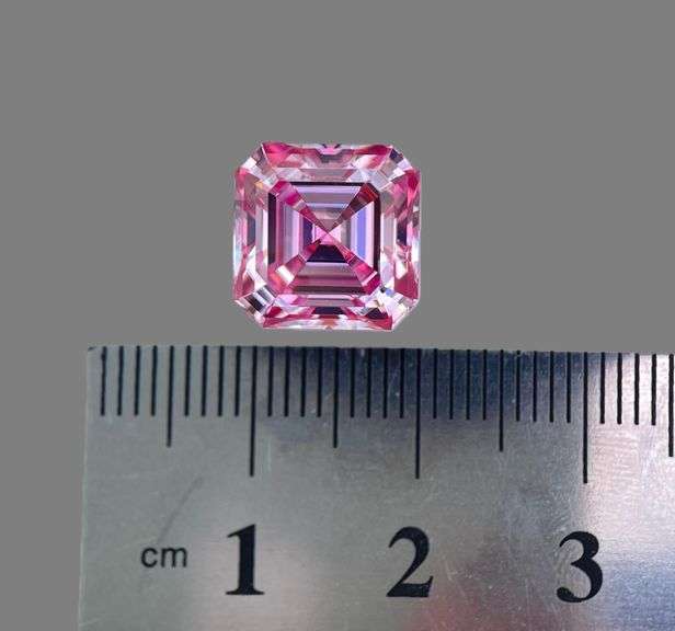 Large Exclusive 7 Ct  VVs1 Pink Asscher Cut Fire Moissanite Solitaire