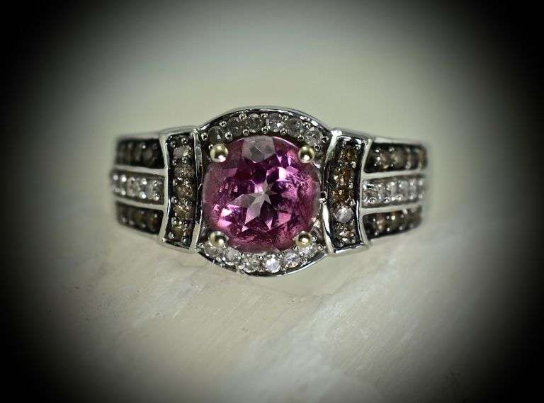 Feminine 14K  Pink Tourmaline & Diamond Ring