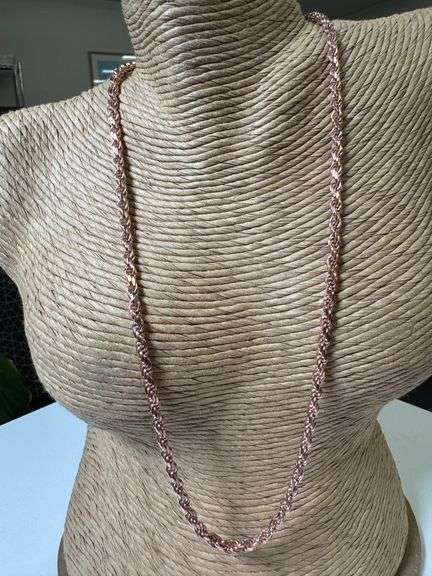 Rose Gold Plated Sterling Silver Diamond-Cut Rope Chain 4mm Solid 925 Italy Necklace 20"