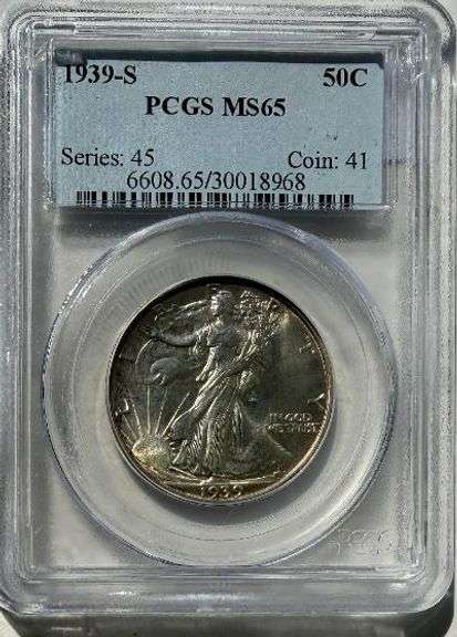 1939 S PCGS MS65 Old Rattler Holdered Walking Liberty Half