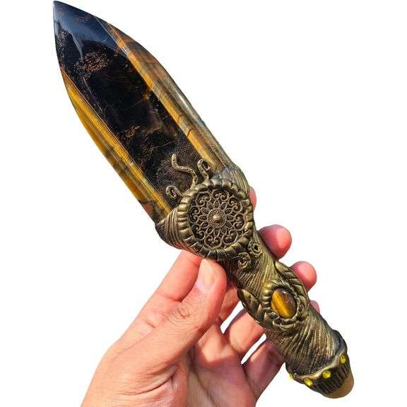 Tiger’s Eye Crystal Arrowhead Knife Gemstone Blade