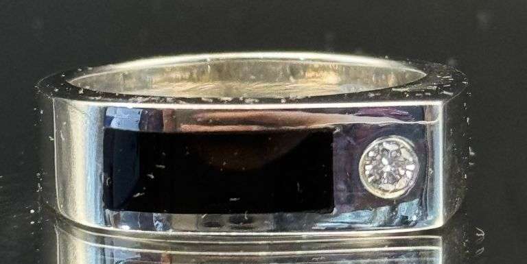 BOLD REGAL SIGNET STYLE 14K WHITE GOLD MEN'S DIAMOND RING