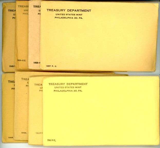 Super run of 8 Diff. UNOPENED Silver Proof Sets 1957 to 1964