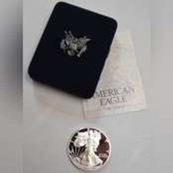 1997 Silver Eagle with Box & Paper.