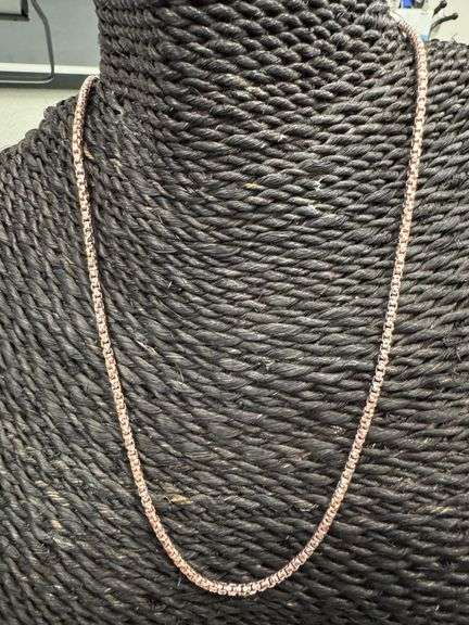 Sterling Silver Rose Gold Plated Prism Diamond-Cut Round Box Chain 2.5mm 925 Italy 18"