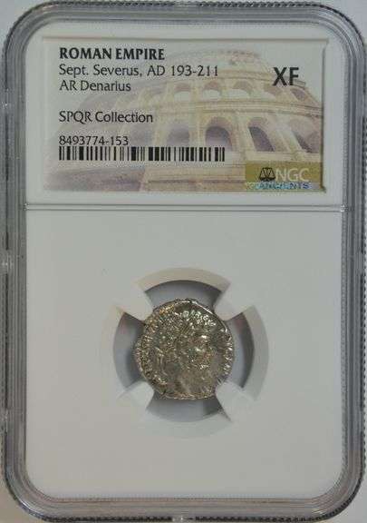 Lovely Septimius Severus Roman Silver Denarius, 193-211 AD. NGC XF