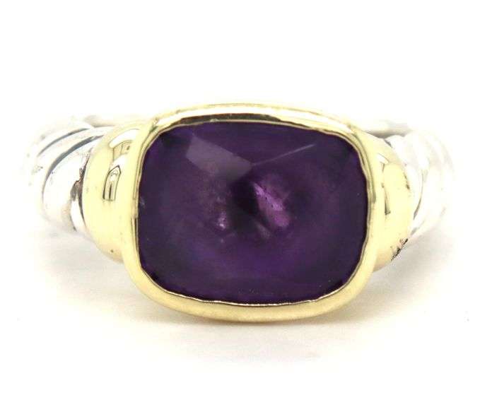 925 Sterling silver David Yurman Cable classic Amethyst ring