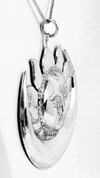 Big Sterling Silver Moon and Sun Necklace