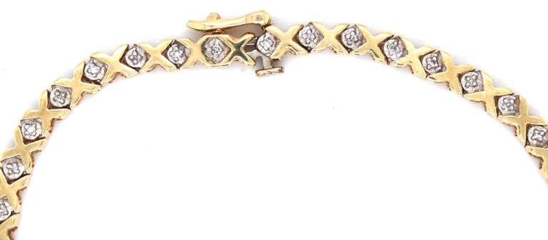 10kt Yellow gold diamond X link bracelet