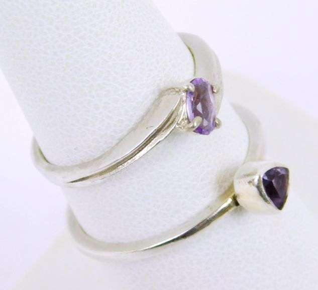 2 Sterling Silver Amethyst Rings
