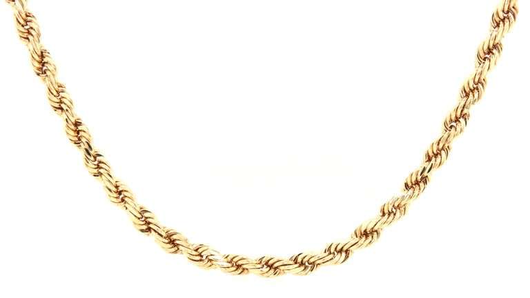 14kt Yellow gold rope chain necklace