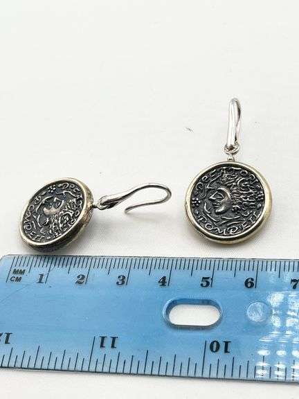 925 Sterling Silver Ancient Coin Drop Earrings
