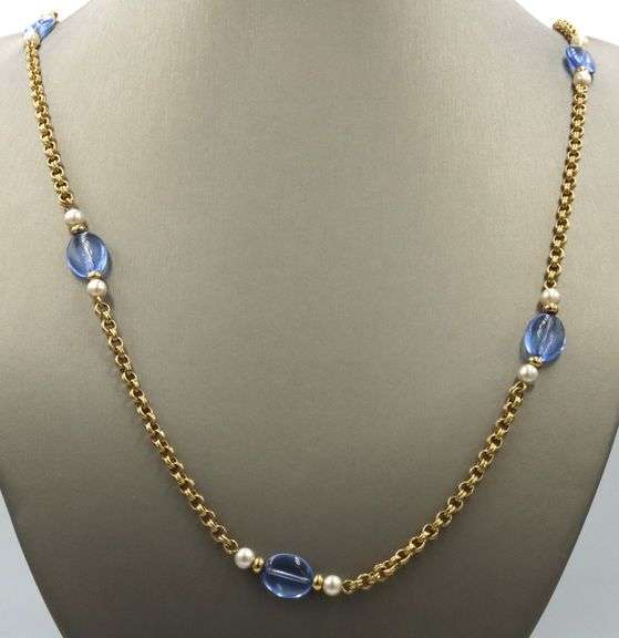 Vintage Avon gold plated pearl and glass necklace