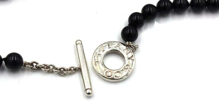 Tiffany & Co black onyx beads necklace with toggle clasp