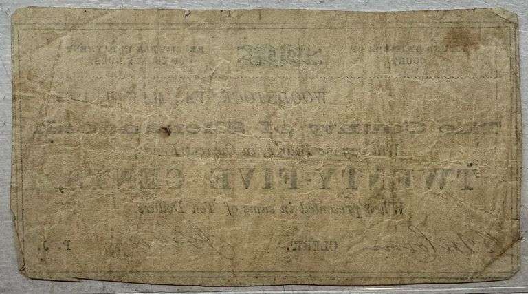 1863 County of Shenandoah, Virginia 25 Cents Obsolete Note – Civil War Era Currency