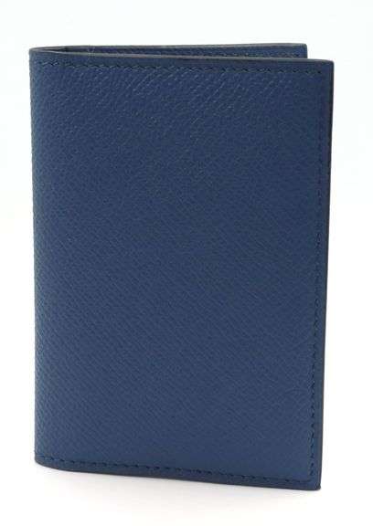 Hermes blue leather compact car holder wallet