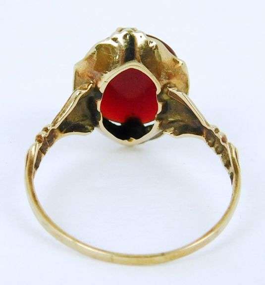 Antique 10K Gold Carnelian Ring, Size 7.5