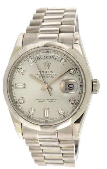 Rolex Day Date Presidential 118206 36MM Factory Diamond Dial Platinum Watch