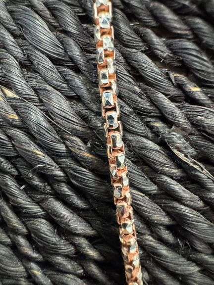 Sterling Silver Rose Gold Plated Prism Diamond-Cut Round Box Chain 2.5mm 925 Italy 18"