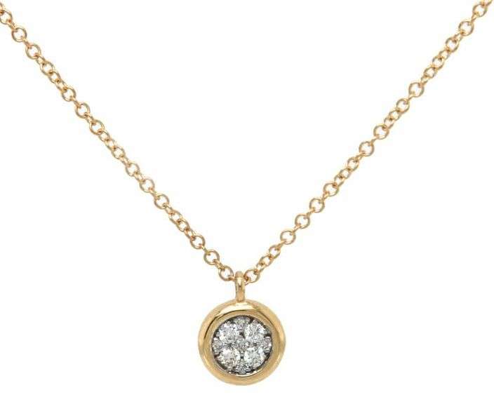 New Gabriel & Co. 0.09ctw Pave Diamond Pendant Necklace in 14K