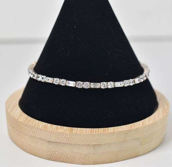 Sterling Silver Cubic Zirconia Gemstone Bracelet