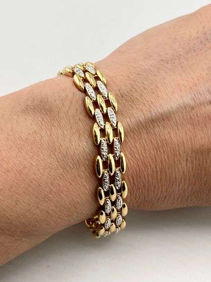 925 Gold tone Sterling Silver Ross- Simons Style With CZ Accent Bracelet